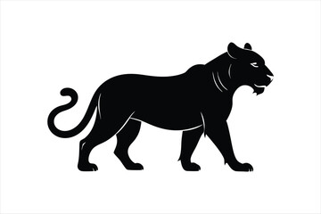  Tiger animal silhouette black vector artwork illustration.