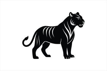 Tiger animal silhouette black vector artwork illustration.