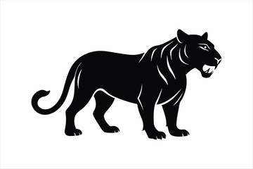  Tiger animal silhouette black vector artwork illustration.