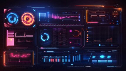 Obraz premium Digital interface futuristic design It has dark background Abstract technology ui
