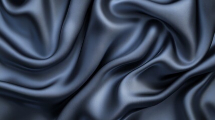 Fototapeta premium Black satin fabric, rippled and smooth, a luxurious backdrop for elegant fashion displays