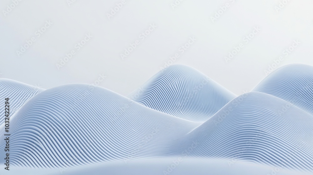 Poster minimalist wave pattern, a series of uniform thin lines flowing in harmony, evoking tranquility and 