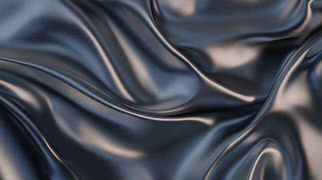 Black satin fabric with smooth, soft, shiny texture, ideal for luxury fashion, decoration, or backdrop