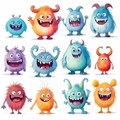 The watercolor illustration depicts various colorful hearts and round faces expressing a wide range of emotions