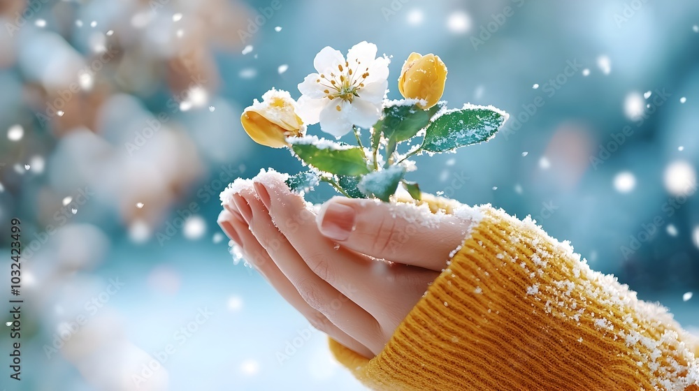 Poster mesmerizing snowflakes drifting gently down from the heavens forming a serene and ethereal winter wo