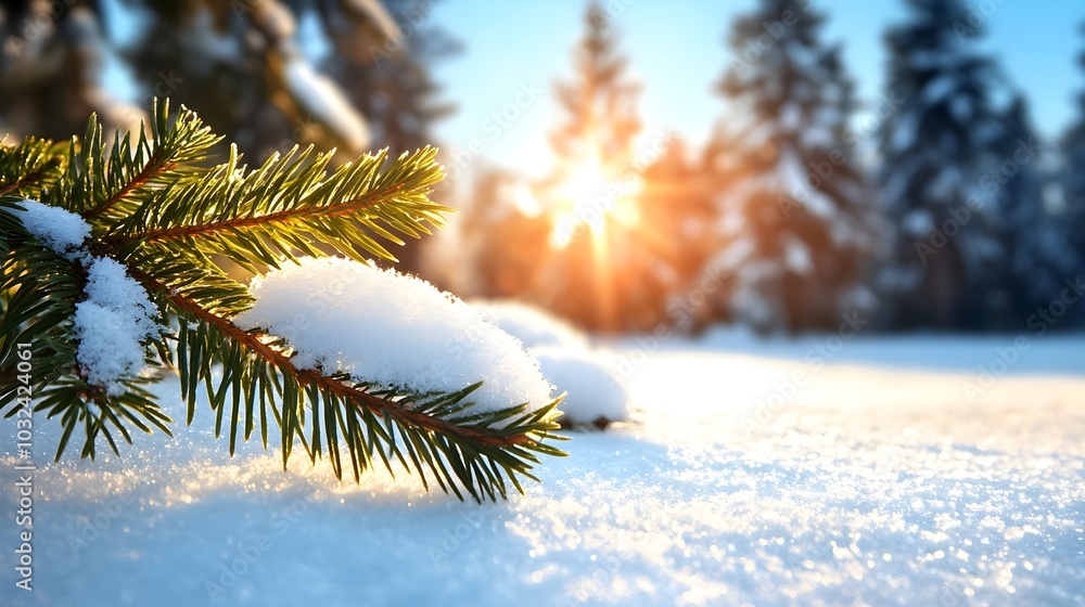 Aufkleber peaceful snow covered winter forest with fresh white snow blanketing the evergreen trees and branche