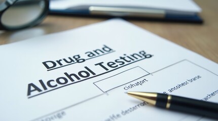 Drug and alcohol testing consent form on office table