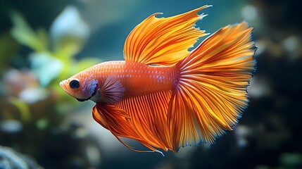 The Mesmerizing Brilliance of a Vibrant Siamese Fighting Fish Swirling in an Aquarium