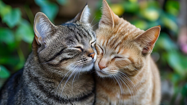 Zwei Katzen schmusen 