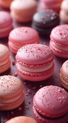 Fototapeta premium Vibrant Assortment of Delectable Macarons in a Bakery Display