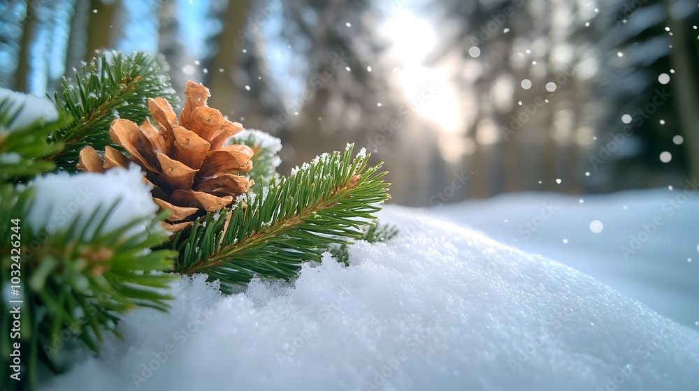 Aufkleber enchanting winter wonderland scene with snow covered trees and a pristine serene landscape blanketed