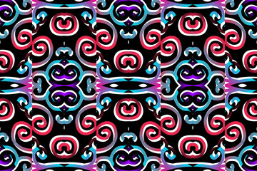  colourful gradient line art pattern of indonesian culture traditional tenun batik ethnic dayak ornament for wallpaper ads background