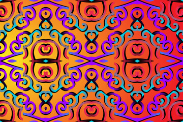  colourful gradient line art pattern of indonesian culture traditional tenun batik ethnic dayak ornament for wallpaper ads background