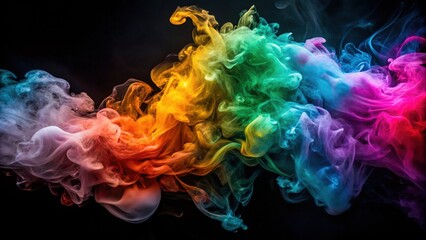 Obraz premium Alcohol Ink Smoke Against Dark Background - Low Light Photography