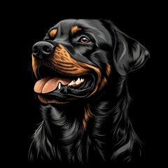 Obraz premium Rottweiler dog portrait on black background