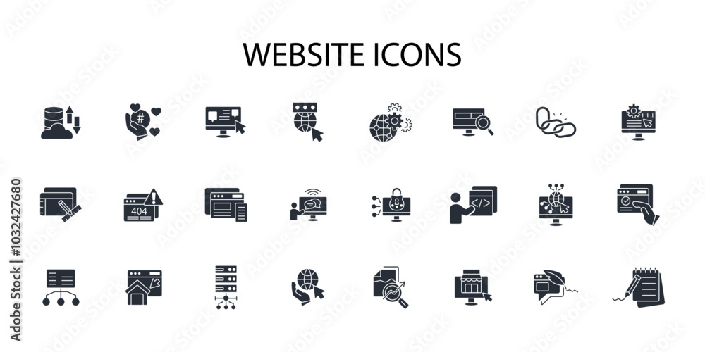 Poster website icon set.vector.editable stroke.linear style sign for use web design,logo.symbol illustratio