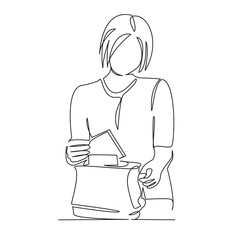 One continuous single drawing line art flat doodle food, breakfast, child, bread, person, kitchen, toast, indoor, female, woman. Isolated image hand draw contour on a white background