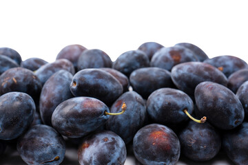 Fresh plums background. Top view. Organic food.