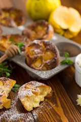 cooked cottage cheese muffins with quince and honey