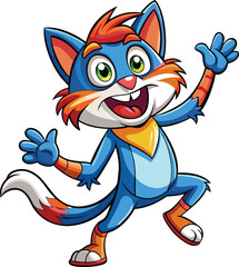 Funny cartoon dancing cat clipart vector