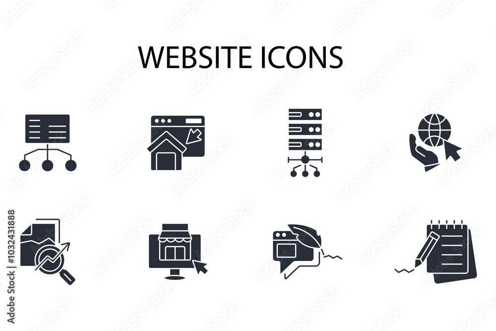 Poster website icon set.vector.editable stroke.linear style sign for use web design,logo.symbol illustratio