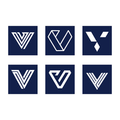 Set Collection of Initial Geometric Line Letter V Monogram Icon Symbol Logo Design