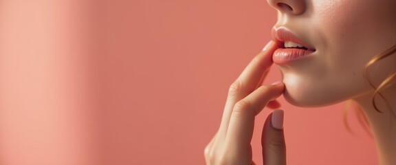A close-up of a woman's lips as she bites her lower lip in a thoughtful or pensive expression. The image conveys emotion, contemplation, and subtle beauty.