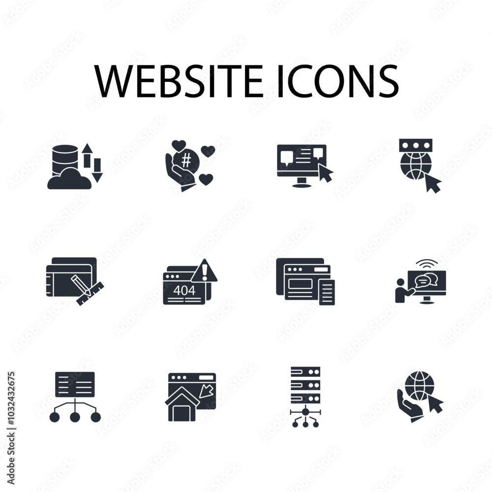 Poster website icon set.vector.editable stroke.linear style sign for use web design,logo.symbol illustratio