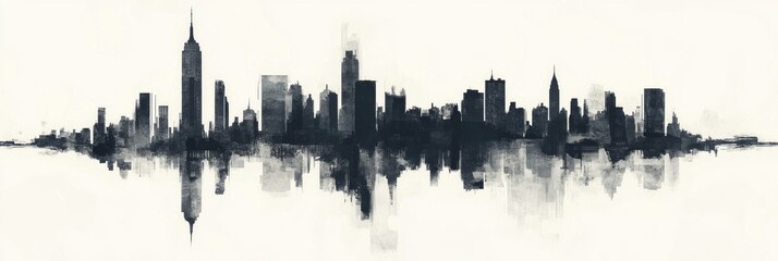 Naklejka premium New York city skyline on white background 