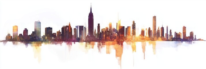 Obraz premium New York city skyline on white background 