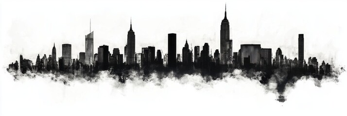 Obraz premium New York city skyline on white background 