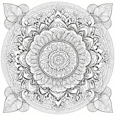 Intricate Mandala Design Coloring Book Page