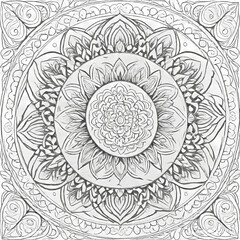 Intricate Mandala Design Coloring Book Page