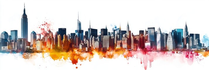 New York city skyline on white background 