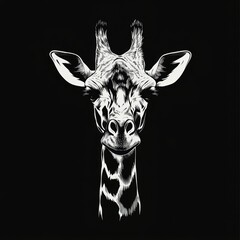 Obraz premium Giraffe head illustration, black background