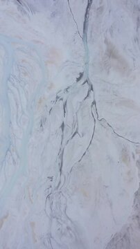 Aerial view of a tailings pond for waste from a chemical plant near to Devnya, Varna, Bulgaria