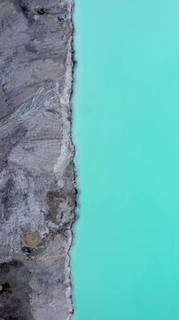 Aerial view of a tailings pond for waste from a chemical plant near to Devnya, Varna, Bulgaria