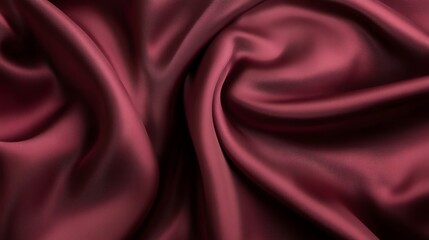 Obraz premium The luxurious, silky fabric drapes in soft, flowing curves, creating a backdrop of rich red maroon with a hint of velvet texture