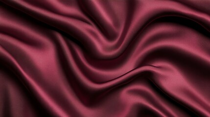 Obraz premium The luxurious, silky fabric drapes in soft, flowing curves, creating a backdrop of rich red maroon with a hint of velvet texture