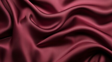Obraz premium The luxurious, silky fabric drapes in soft, flowing curves, creating a backdrop of rich red maroon with a hint of velvet texture