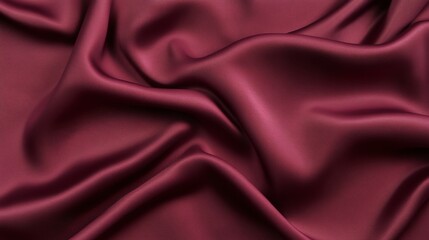 Obraz premium The luxurious, silky fabric drapes in soft, flowing curves, creating a backdrop of rich red maroon with a hint of velvet texture