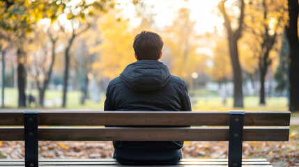 A person sitting alone on a park bench, looking distressed, symbolizing the struggles of substance abuse and its effects on individuals and families