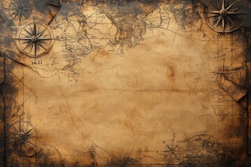 Vintage Aged Paper Background with Old Map Design