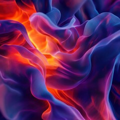 Abstract digital art with blue and orange gradient, swirling and flowing lines, resembling smoke, fire, and water.