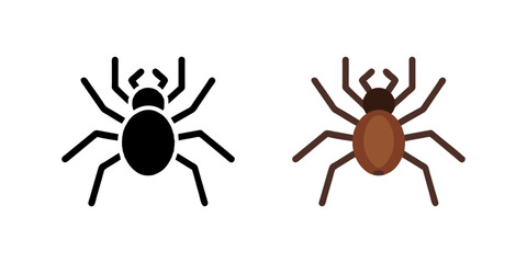 Spider icon set featuring various simple and detailed designs. Perfect for Halloween themes, web design, apps, and creepy or nature-related projects. Versatile vector illustrations for multiple uses.