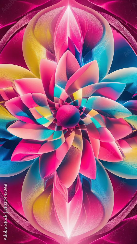Poster Colorful abstract pattern with overlapping geometric shapes and soft gradients