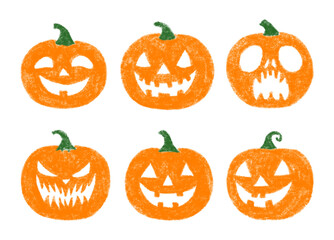 drawn halloween pumpkins isolated on transparent background