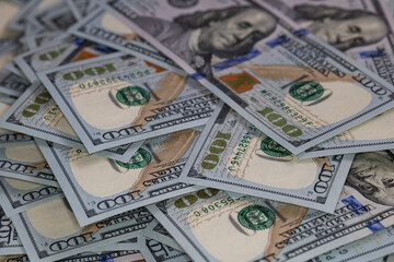 US 100 dollar banknotes background