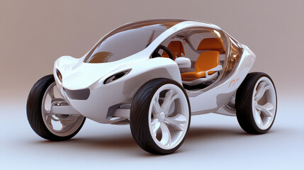 Sleek 3D cartoon vehicle with futuristic design and vibrant colors
