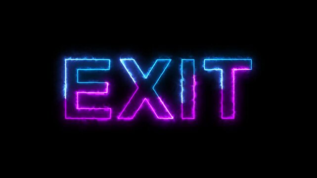 Glowing neon line Fire exit icon isolated on black background. Fire emergency icon. 4K Video motion graphic animation.